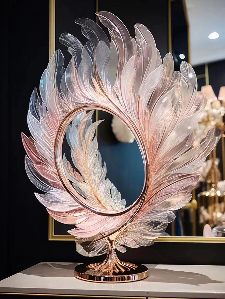 Crystal feather mirror