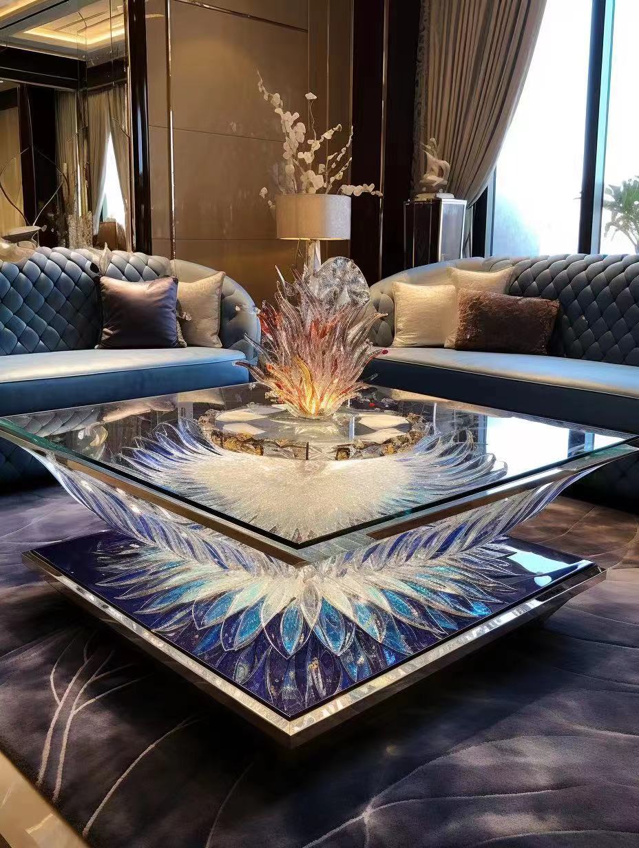 Crystal flower coffee table