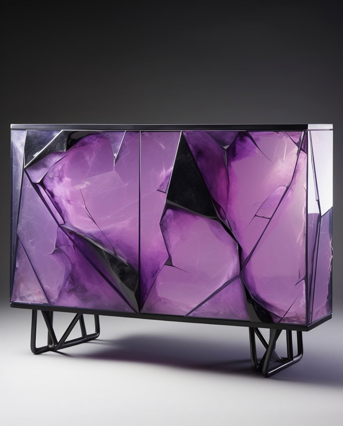 A purple resin console