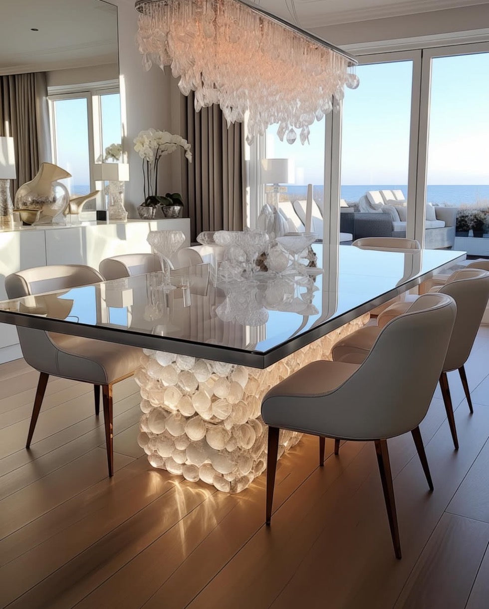 A resin dining table