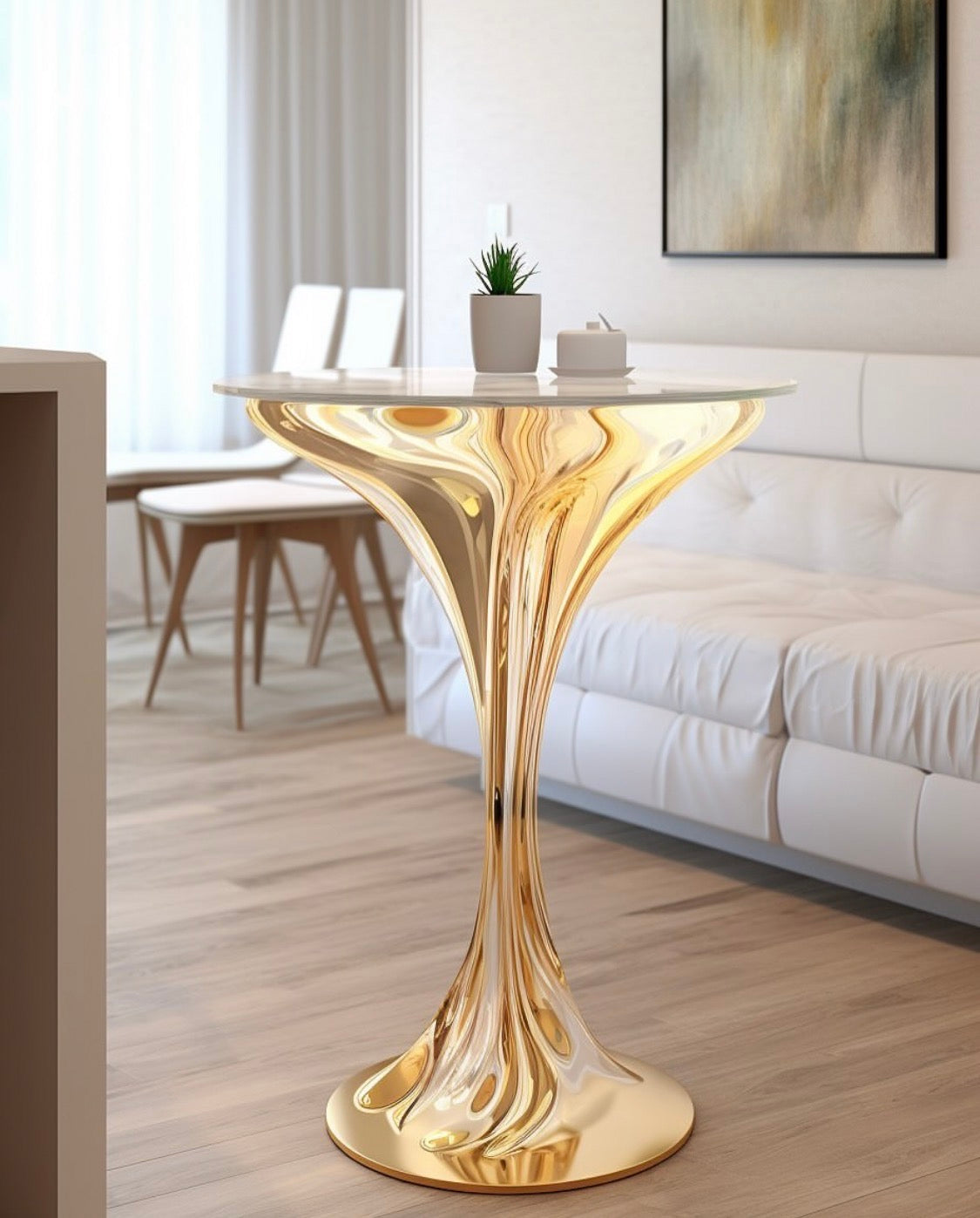 A golden crystal side table