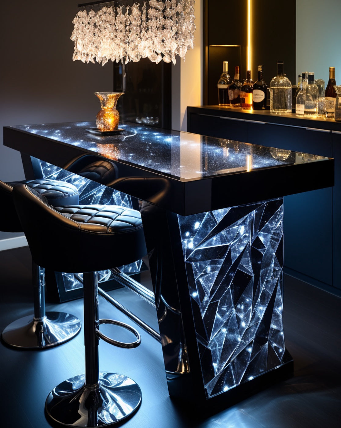 Blue crystal bar table