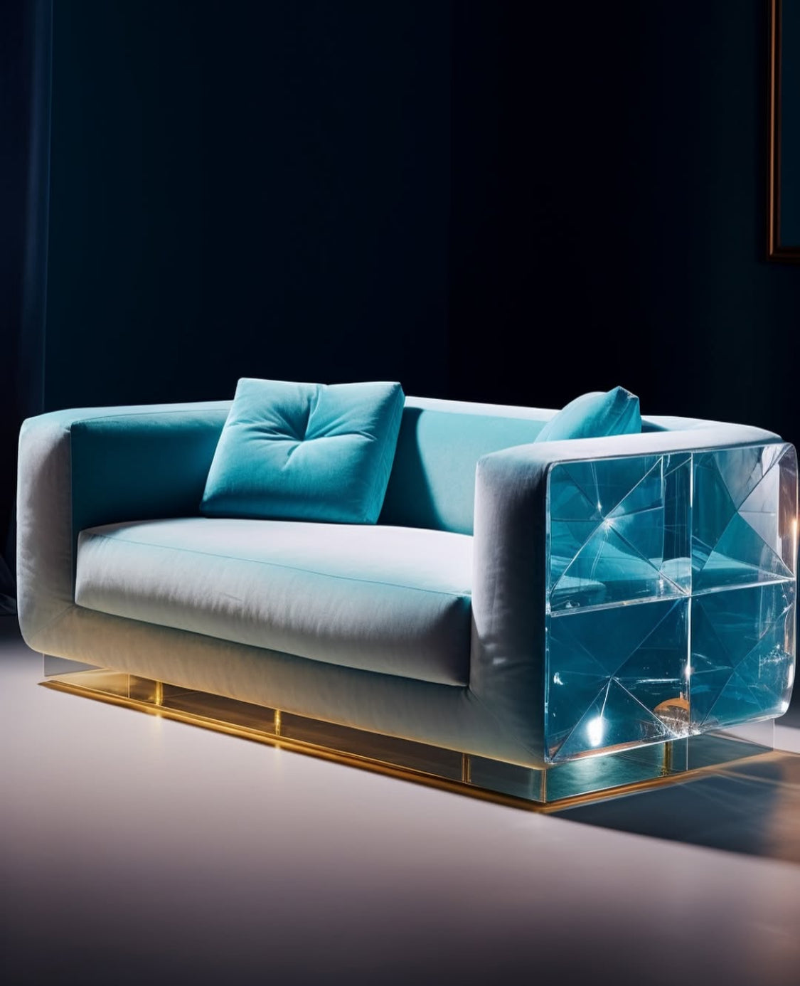 Blue crystal sofa