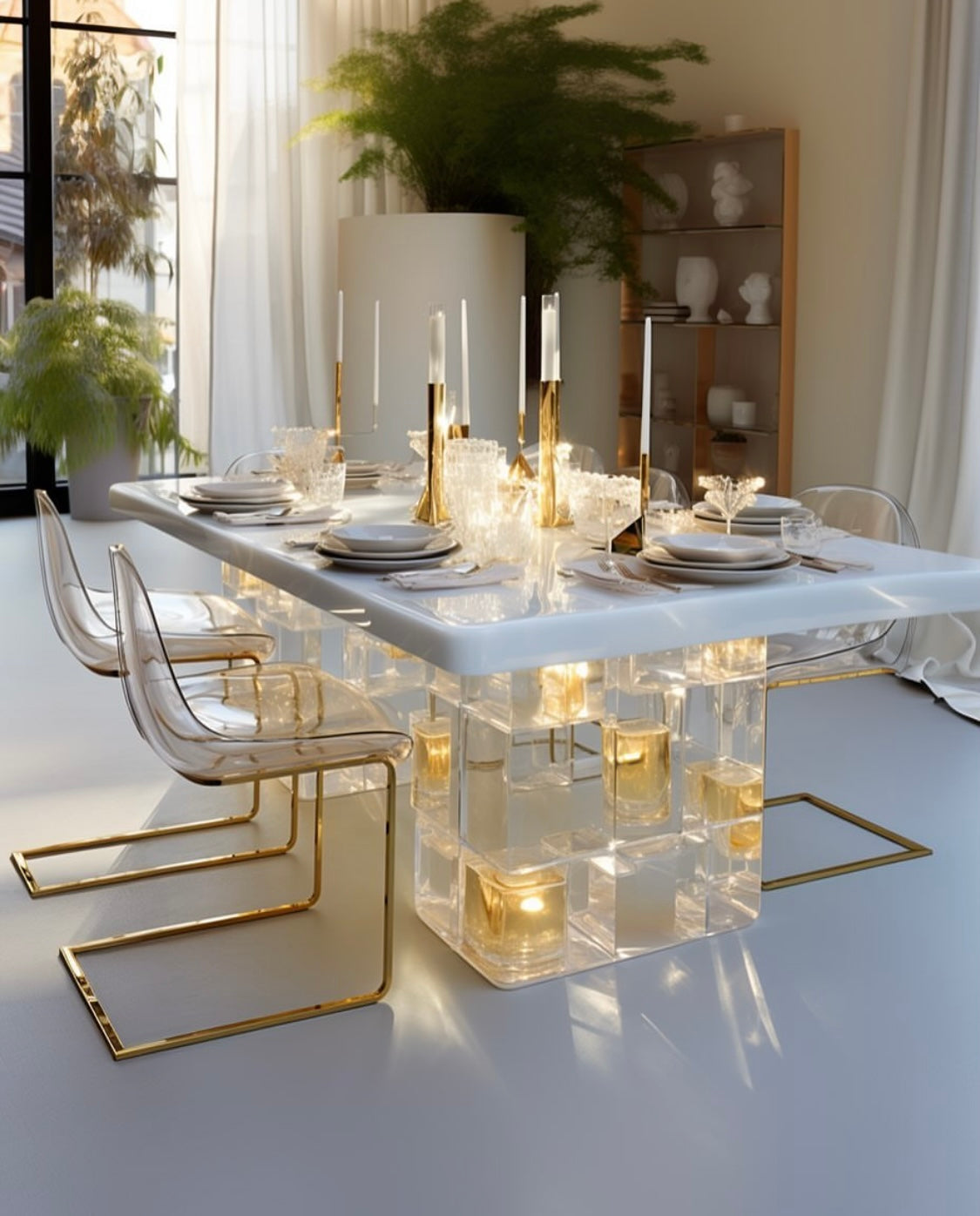 A resin dining table