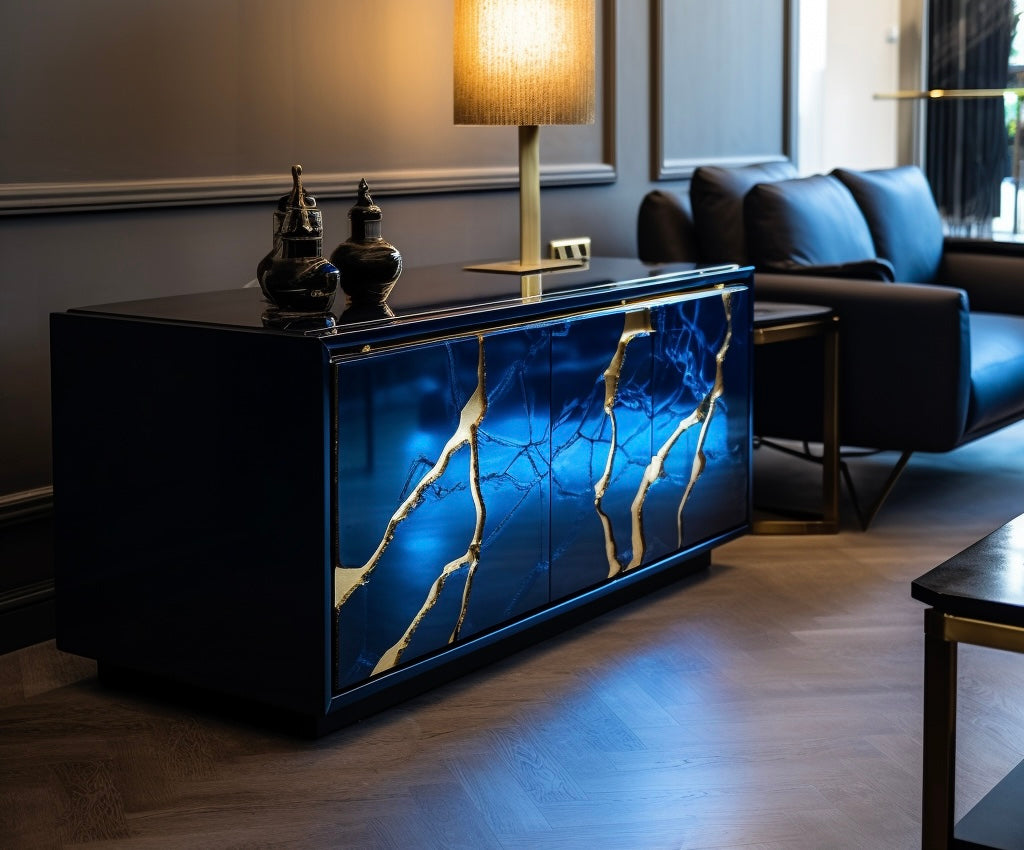 Blue lightnjng table