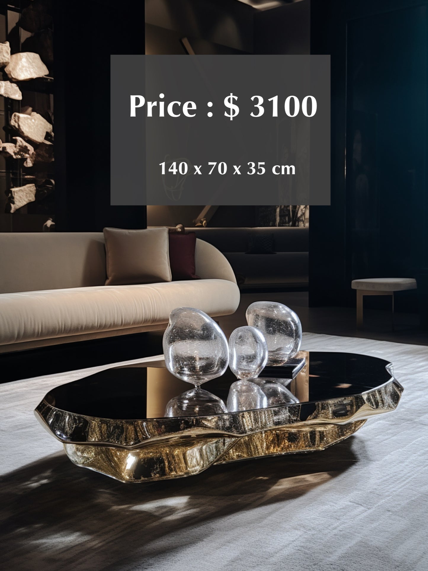 Golden crystal coffee table