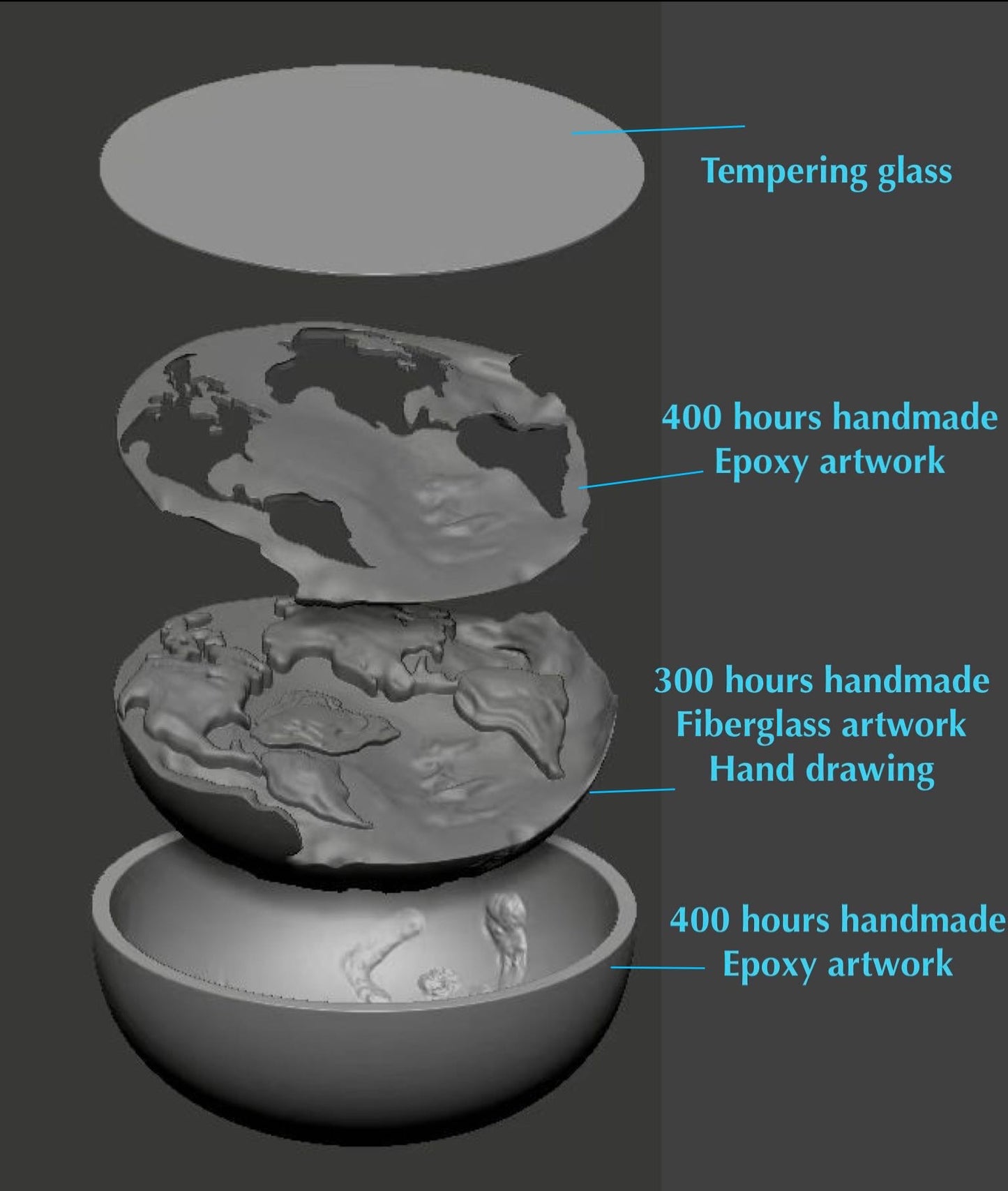 Crystal earth coffee table