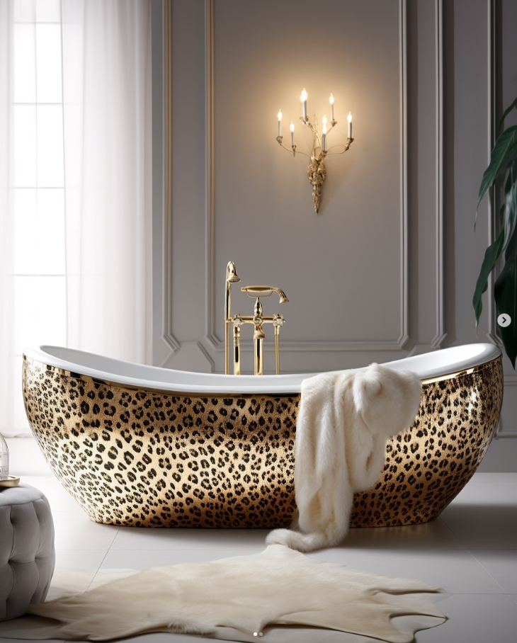 Leopard Print Metal bathtub