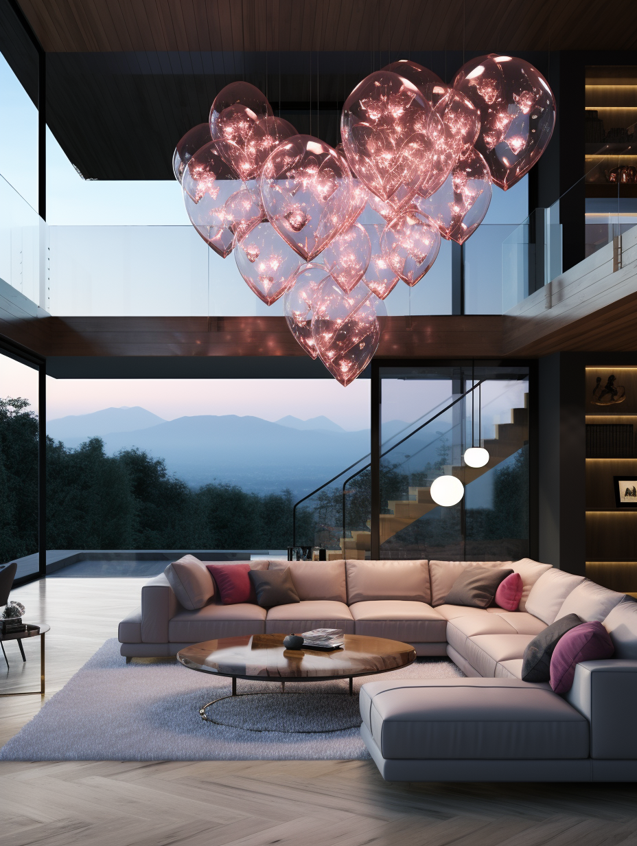 Crystal chandelier heart pink