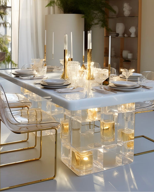 A resin dining table