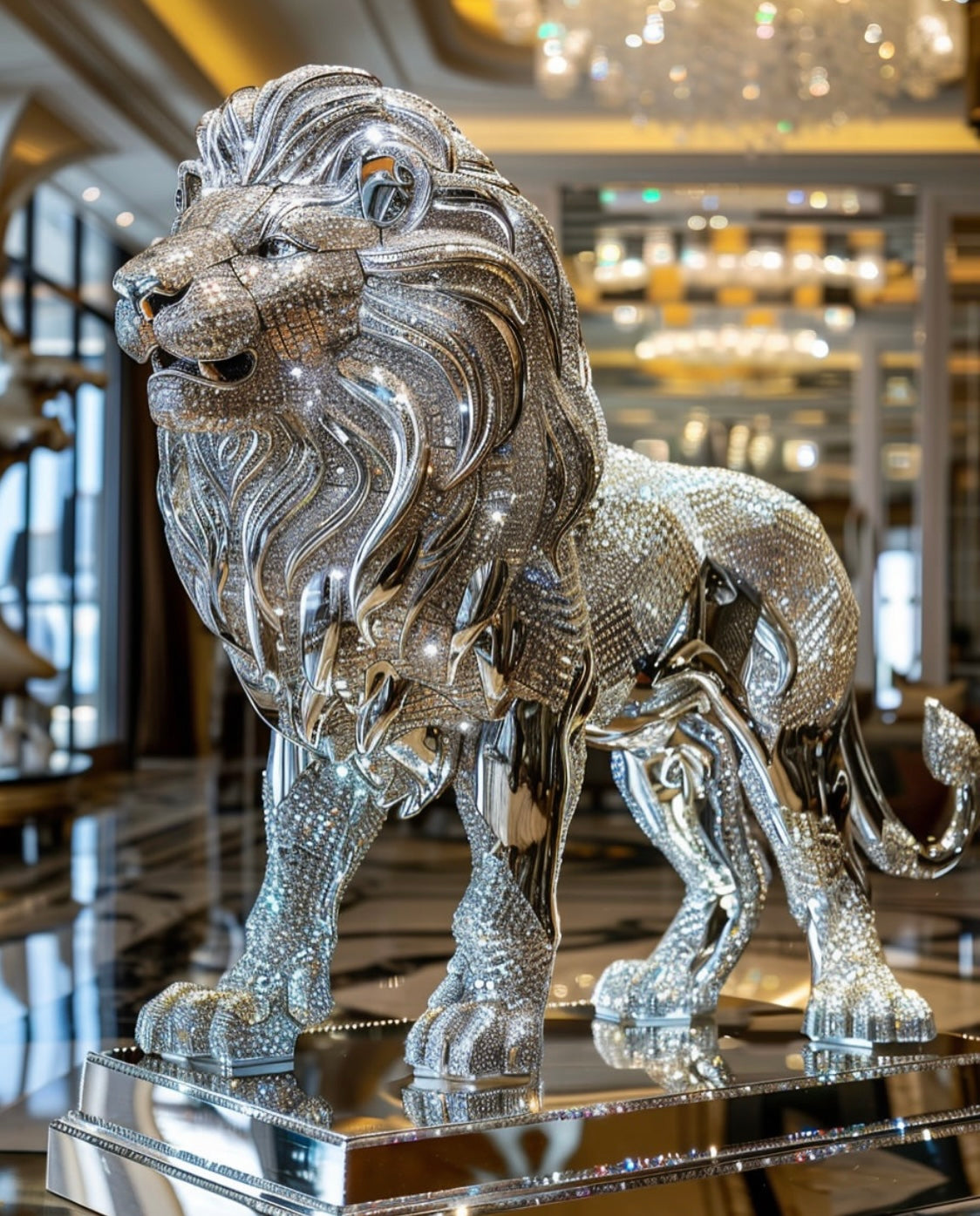 Swarovski effect big diamond Lion