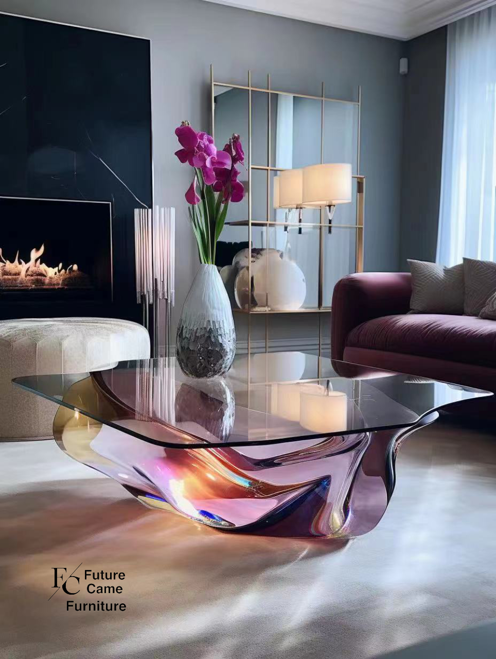 Color Crystal Table Top Colorful crystal coffee table – Future came Furniture