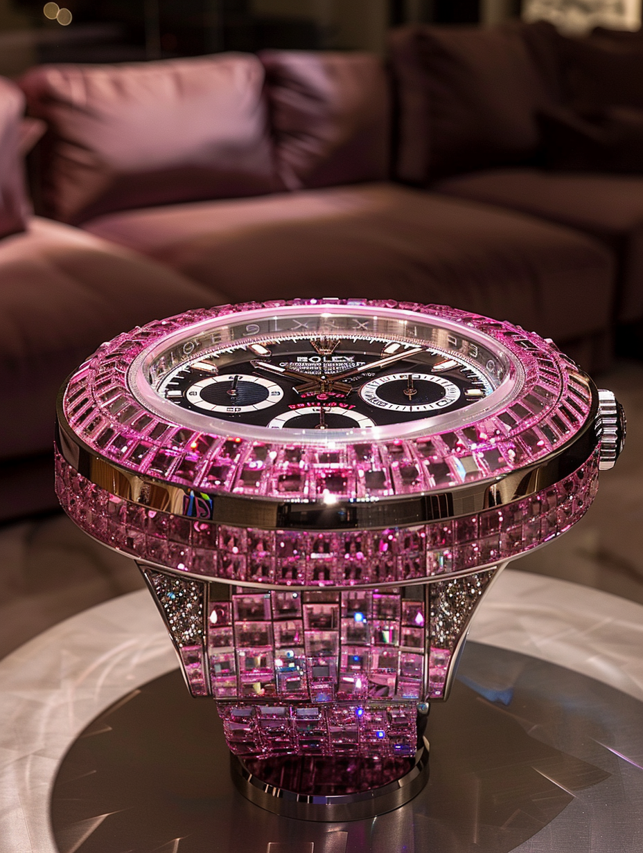 Daytona Pink Crystal Watch Table