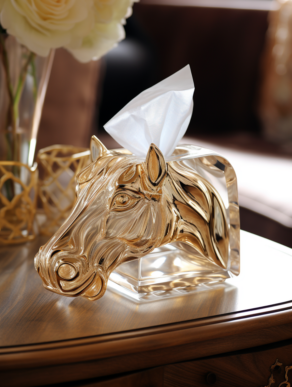 Crystal horse tissue box