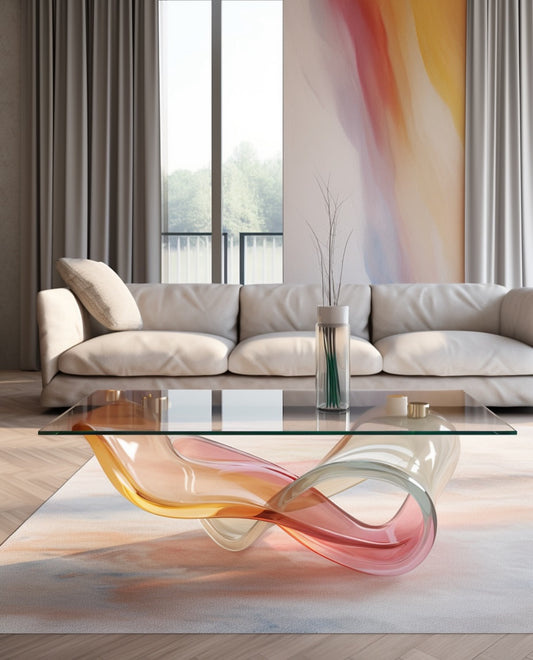 Colored resin coffee table