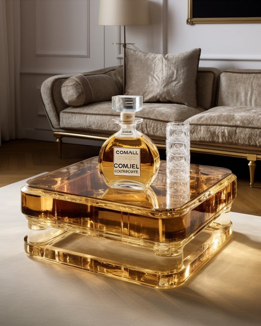 A golden crystal coffee table