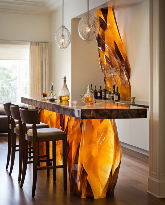 A golden  resin bar table