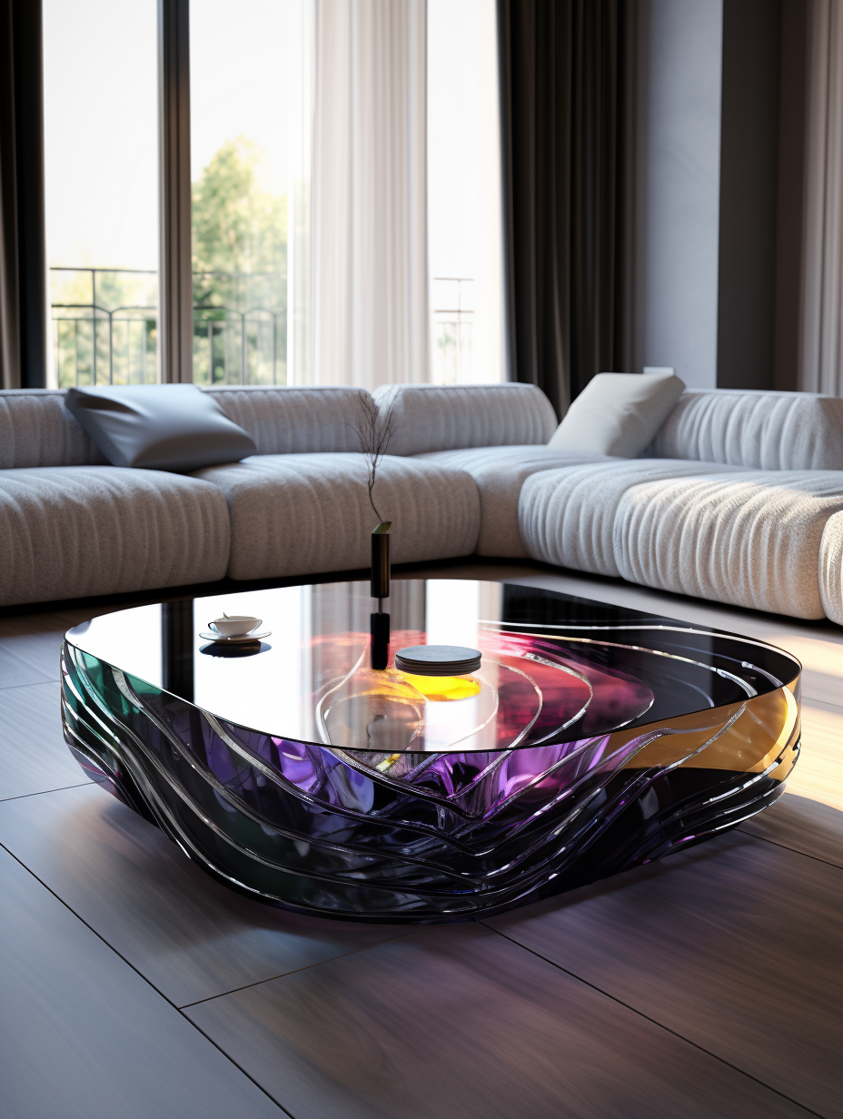 Color Crystal Table Top Colorful crystal coffee table – Future came Furniture