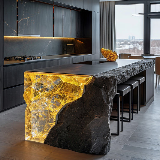 A black gold resin table