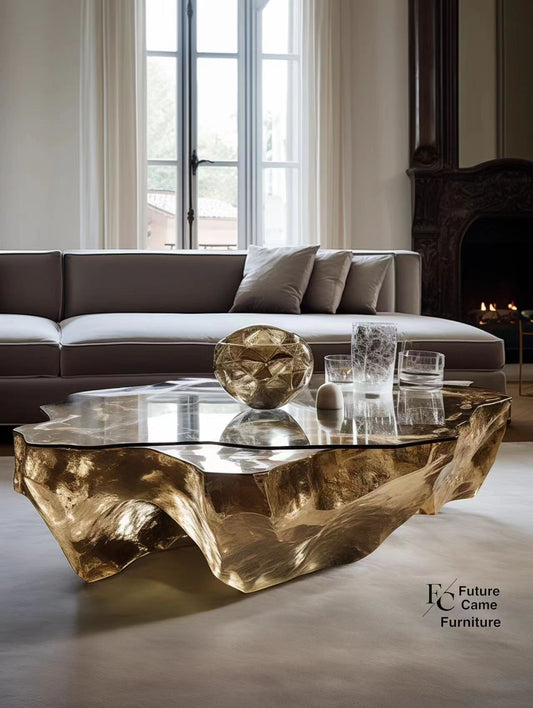 Golden crystal coffee table