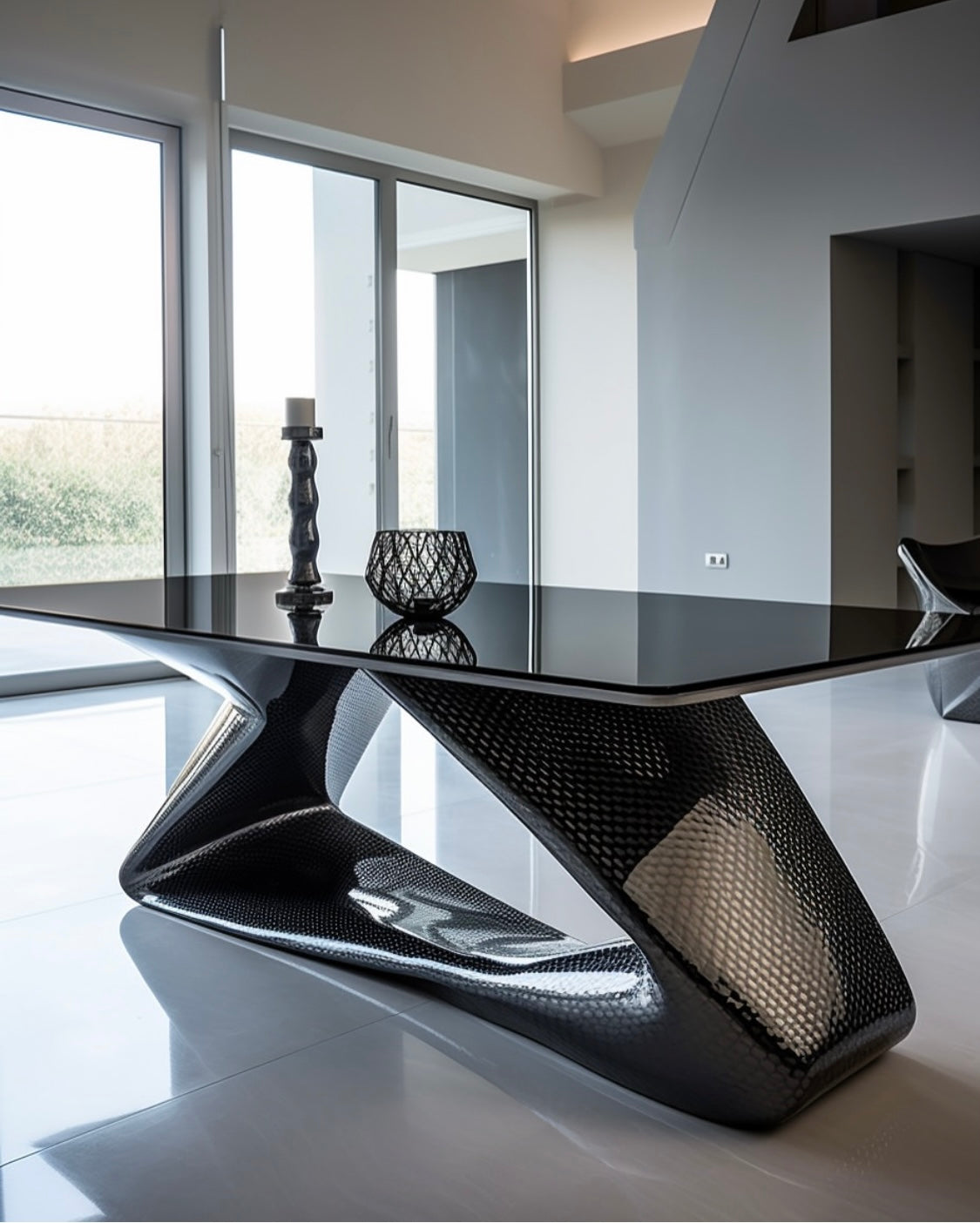 Black fiberglass dining table