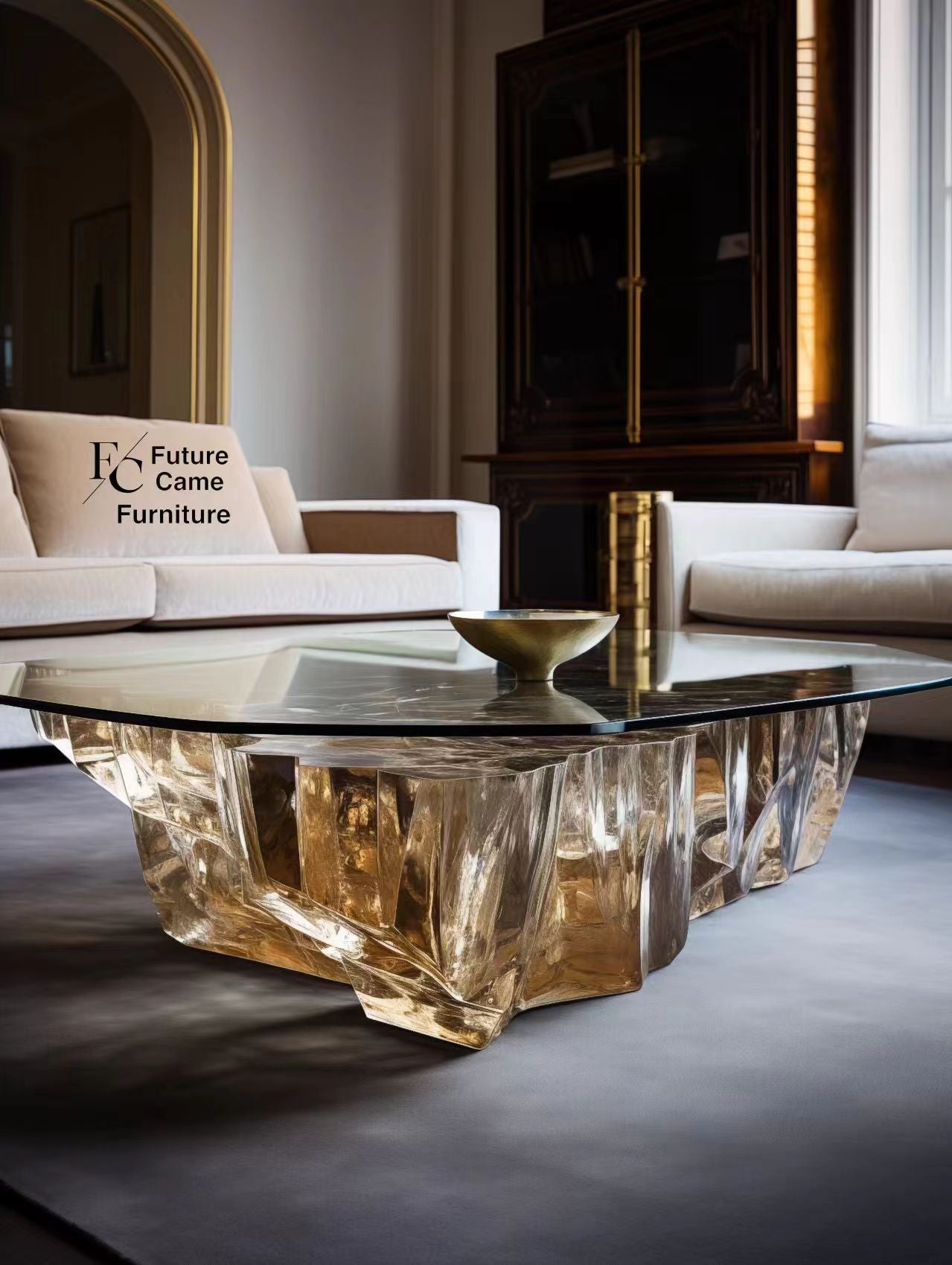 Golden crystal coffee table