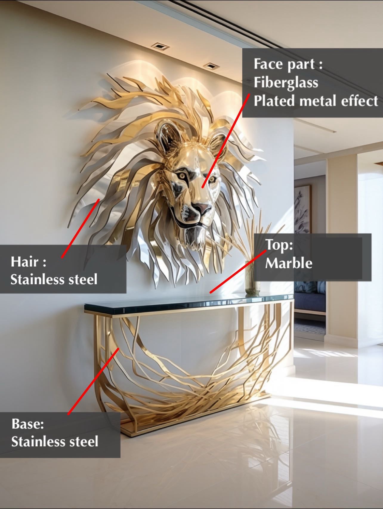 Metal lion + console